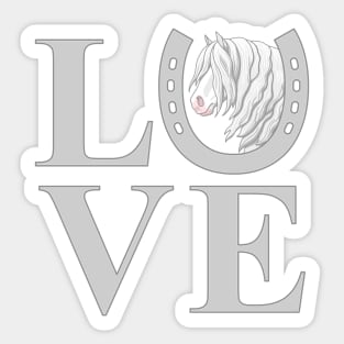 White Gray Gypsy Vanner Draft Horse LOVE Sticker